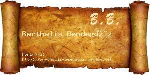 Barthalis Bendegúz névjegykártya